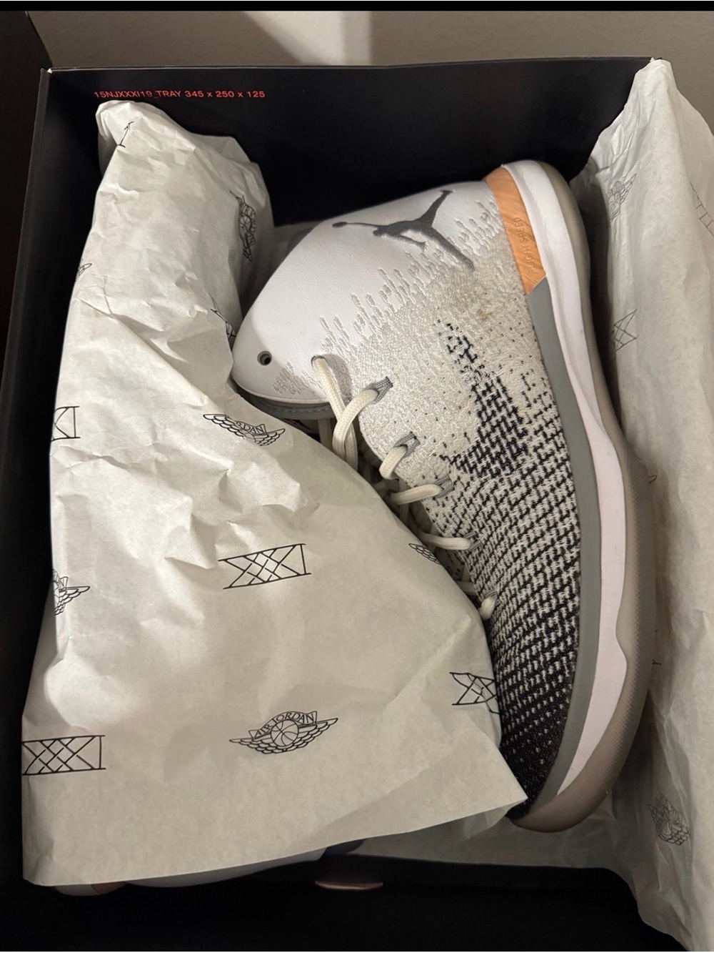 Jordan Men's White Black Gray Orange Athletic Sneakers